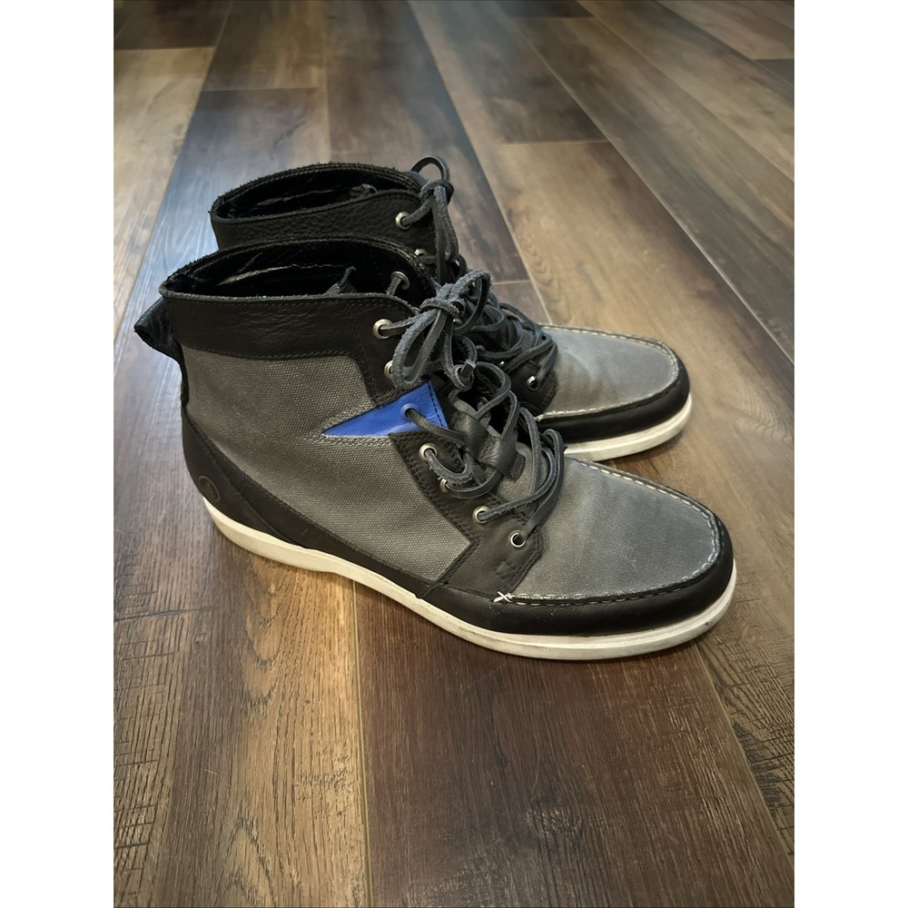 Volcom Willington Leather Canvas Chukka Boots Black Gray Size 12‎